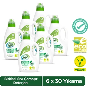 Life By Fakir Vegan Bitkisel Sıvı Çamaşır Deterjanı  1500ML x 6 Adet Avantaj Seti