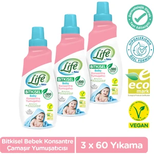 Life by Fakir Vegan Bitkisel Konsantre Bebek Çamaşır Yumuşatıcısı 1500 ml x 3 Adet