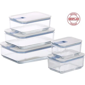 Perfect Seal 5 Parça Dikdörtgen Cam Saklama Kabı Seti Bej