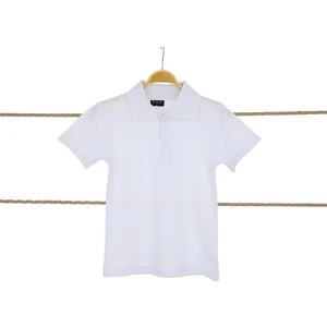 NR Nar Rengi Erkek Okulluk T-Shirt Pamuk Mevsimlik Düz Beyaz Polo Yaka