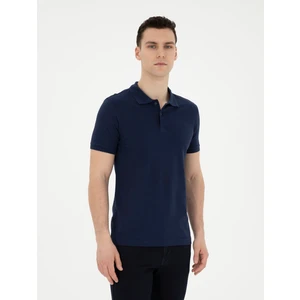Pierre Cardin Erkek Lacivert Slim Fit %100 Pamuk Polo Yaka Basic Tişört 50291625-VR033