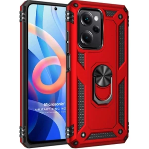Xiaomi Poco X5 Pro Kılıf Military Ring Holder Kırmızı