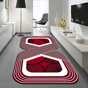 Viyana Home Dijital Baskılı Kaymaz Taban Yıkanabilir Lazer Kesim Salon Halısı Yolluk, V-Lazer-16-Kırmızı,