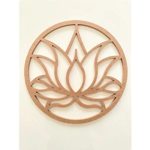 Lotus Çiçeği Desenli Ahşap Kasnak / 6 mm Ham Mdf Boyanabilir Lotus 30 cm