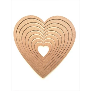 8'li Kalp Kasnak Seti / Ham Mdf Kalpli Düş Kapanı / Makrome Kasnak 30 cm