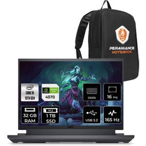 Gaming G16 7630 Intel Core I9 13900HX 32GB 1tb SSD RTX4070/8GB 165HZ 16" Qhd+ Fdos Taşınabilir Bilgisayar G76302401020U & Per4 Çanta G76302401020UP48