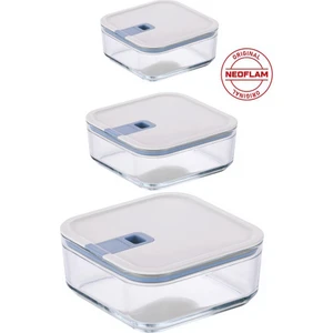 Perfect Seal 3 Parça Kare Cam Saklama Kabı Bej