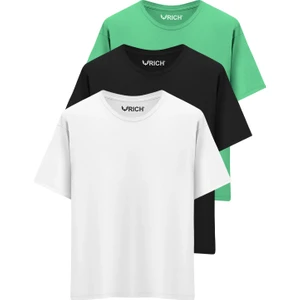 Erkek 3 Lü Paket Pamuk Oversize Tişört Basic Bisiklet Yaka Kısa Kollu T-Shirt