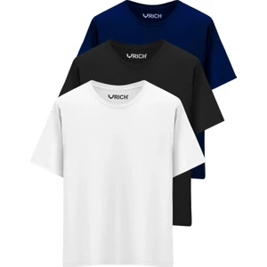 Erkek 3 Lü Paket Pamuk Oversize Tişört Basic Bisiklet Yaka Kısa Kollu T-Shirt