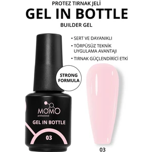 Momo Professional Gel In Bottle No.03, Akıllı Fırçalı Protez Tırnak Jeli, Uçuk Pembe, 18 ml