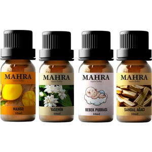 Mahra Shop Mahrashop 4'lü Set Esansiyel Uçucu Koku Yağı Buhurdanlık Yağı Difüzör Esansı Ortam Oda Kokusu 10 ml x 4 Adet
