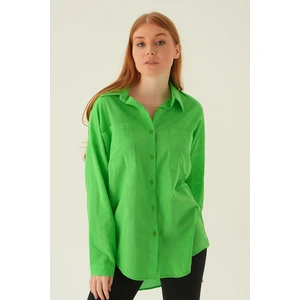 6891A Çift Cep Gömlek Fıstık Yeşili