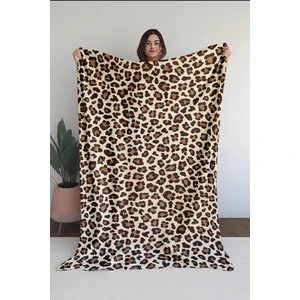 Baskılı Polar Kahverengi Battaniye Tv Battaniyesi Makinada Yıkanabilir Battaniye 80 x 100 cm