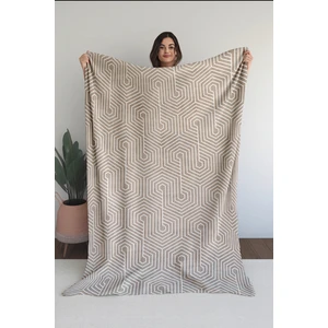 Baskılı Polar Krem Battaniye Tv Battaniyesi Makinada Yıkanabilir Battaniye 80 x 100 cm