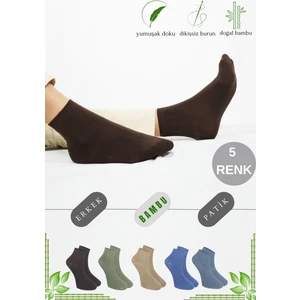Kral Socks Erkek Bambu Patik Düz Desen (5 Çift) Dikişsiz Çorap