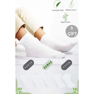 Kral Socks Erkek Bambu Patik Düz Desen (5 Çift) Dikişsiz Çorap