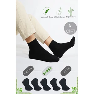 Kral Socks Erkek Bambu Patik Düz Desen (5 Çift) Dikişsiz Çorap