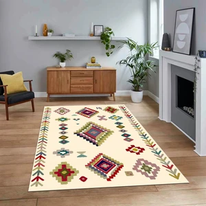 Viyana Home Dijital Baskılı Kaymaz Yıkanabilir Iskandinav Desen Yolluk Salon Halısı, V-Iskandinav-15-Renkli,