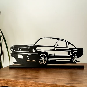 Woody Metal Mustang Klasik Araba Masa Süsü, Dekoratif Obje Biblo, Ofis Dekorasyon, Masa Üstü Dekor, Raf Aksesuar