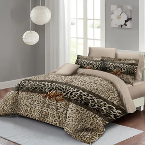 Leopar ( Lastikli Çarşaflı ) Çift Kişilik Nevresim Takımı Özel Dokuma Pamuk Saten Leopard Fabric