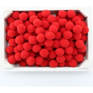 Yumuşak Keçe Peluş Ponpon 50 Adet 2 cm Kırmızı