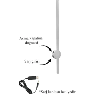 akbudak aydınlatma Osram Ledli Şarjlı Pilli Aplik Modern Dekoratif LED Duvar Otel Cafe Hol Hotel Aplik Siyah Eskitme Antrasit BEYAZ68CM  AK1010AK70CM