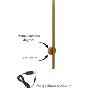 akbudak aydınlatma Osram Ledli Şarjlı Pilli Aplik Modern Dekoratif LED Duvar Otel Cafe Hol Hotel Aplik Siyah Eskitme Antrasit BEYAZ68CM  AK1010AK70CM