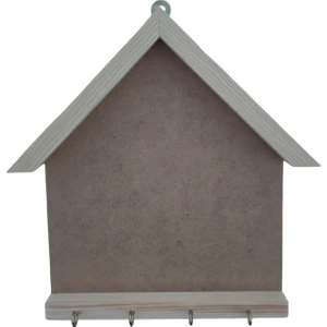 Oduncu Dünyası Ahşap Çerçeveli Boyanabilir Ev Şeklinde Açık Anahtarlık Panosu 20X25CM Ham