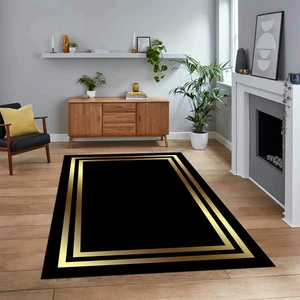 Viyana Home Dijital Baskılı Kaymaz Taban Yıkanabilir Çerçeveli Mutfak Salon Halısı, V-Çerçeveli-38-Gold-,