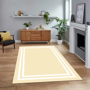 Viyana Home Dijital Baskılı Kaymaz Taban Yıkanabilir Çerçeveli Mutfak Salon Halısı, V-Çerçeveli-38-Krem,