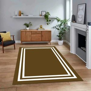 Viyana Home Dijital Baskılı Kaymaz Taban Yıkanabilir Çerçeveli Mutfak Salon Halısı, V-Çerçeveli-38-Kahve,