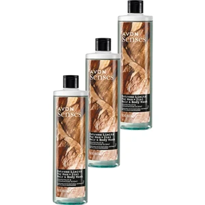 Senses Extreme Limits Greyfurt ve Sandal Kokulu Saç ve Vücut Için Erkek Duş Jeli 500  Üçlü Set