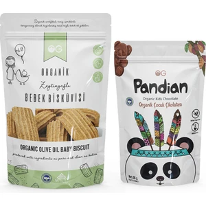 OG natural Organik Pandian Çocuk Çikolatası ve Organik Bebek Bisküvisi seti