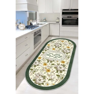 West Home Makinede Yıkanabilir Kaymaz Taban Leke Tutmaz Yeşil Mutfak Halısı Mutfak Yolluk ve Balkon Halısı