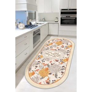West Home Makinede Yıkanabilir Kaymaz Taban Leke Tutmaz Bej Mutfak Halısı Mutfak Yolluk ve Balkon Halısı