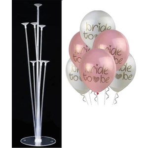 7'li Balon Standı ve 10 Adet Bride To Be Temalı Balon Set