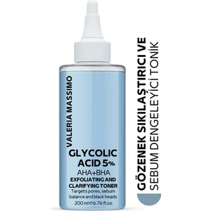 Valeria Massimo Canlandırıcı Tonik 200 ml Glycolic Acid 5% Aha + Bha