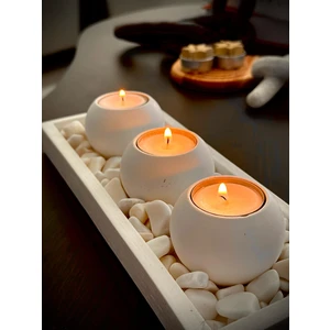 Amber Stüdyo El Yapımı 3’lü Beton Mumluk Tealightlık Taşlar ve Mumlar Dahildir.