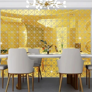 Numa Concept Üçgen 3d Ayna Çıkartmaları 60'lı Gold Pleksi Duvar Dekorasyon Her Biri 9x5 Cm