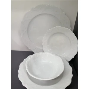 Porselen Queen 24 Parça 6 Kişilik  Yemek Takımı -Sade