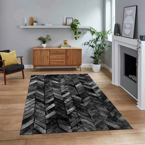 Viyana Home Dijital Baskılı Kaymaz Taban Yıkanabilir Patchwork Yolluk Salon Halısı, V-Patchwork-13-Antrasit,