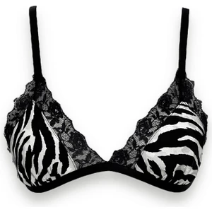 Zebra Desenli Dantelli Sütyen