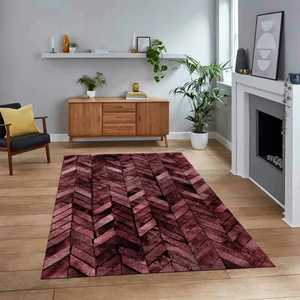 Viyana Home Dijital Baskılı Kaymaz Taban Yıkanabilir Patchwork Yolluk Salon Halısı, V-Patchwork-13-Kırmızı,