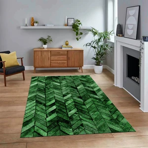 Viyana Home Dijital Baskılı Kaymaz Taban Yıkanabilir Patchwork Yolluk Salon Halısı, V-Patchwork-13-Yeşil,