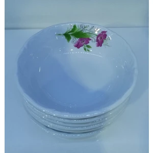 Porselen Lal 12'li 17 cm Çukur Yemek Tabak