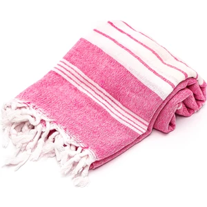 Missi Pembe Beyaz Şeritli Yıkanmış Pamuk Peştemal