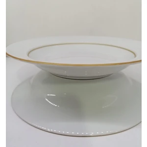 Porselen Safir 12 Adet 19 cm Çukur Yemek Tabak( Yaldız Garantili )