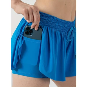 Oceans Butik Mavi Darkalıp Yüksek Bel Içi Taytlı Spor Etek Darkalıp Polyamid Kumaş Kısa Şort Etek