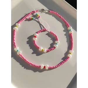 Amabel Jewelerys Pembe Kumboncuk Kolye ve Bileklik Çocuk Takım