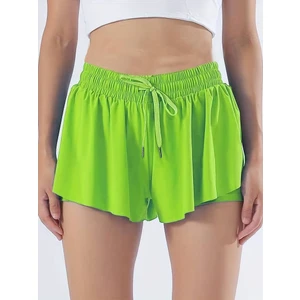 Oceans Butik Yeşil Darkalıp Yüksek Bel Içi Taytlı Spor Etek Darkalıp Polyamid Kumaş Kısa Şort Etek
